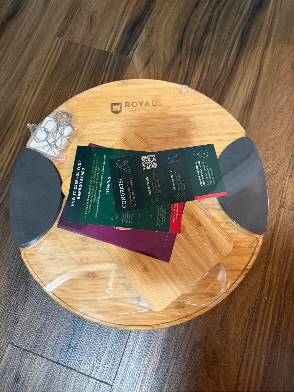 Royal Craft Wood Round Cheese Board & Charcuterie Set